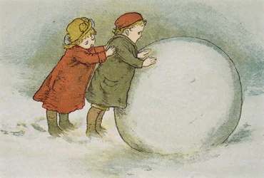 Bambini che fanno palle di neve
